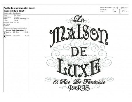 Instant download machine embroidery French Inspired Maison De Luxe Paris