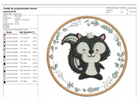 Instant download machine embroidery Polecat