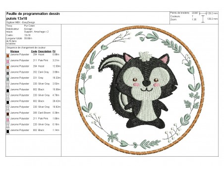 Instant download machine embroidery Polecat