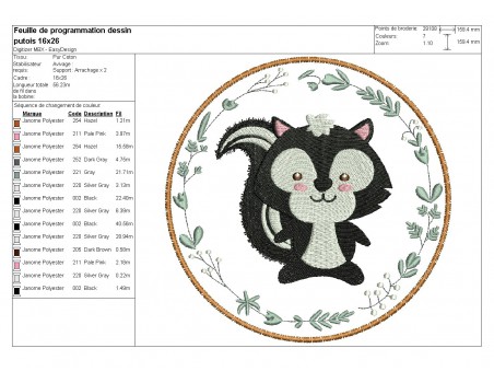 Instant download machine embroidery Polecat