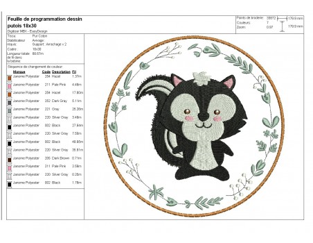 Instant download machine embroidery Polecat