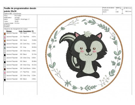 Instant download machine embroidery Polecat