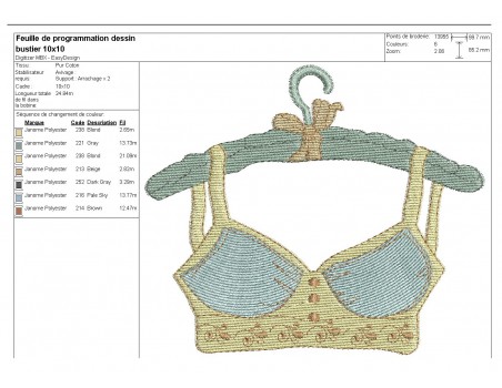 Motif de broderie machine  lingerie rétro