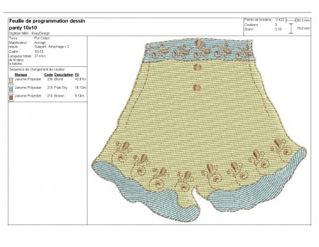 Motif de broderie machine  lingerie rétro