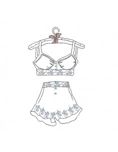 Motif de broderie machine  lingerie rétro redwork
