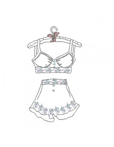 Instant download machine embroidery design redwork  retro lingerie