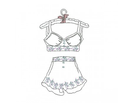 Instant download machine embroidery design redwork  retro lingerie