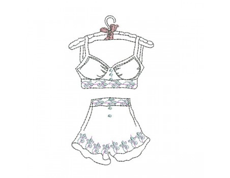 Motif de broderie machine  lingerie rétro redwork