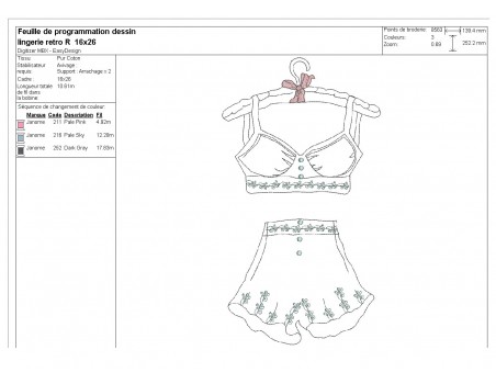 Instant download machine embroidery design redwork  retro lingerie