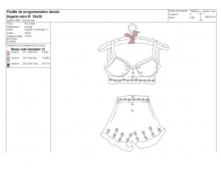 Instant download machine embroidery design redwork  retro lingerie