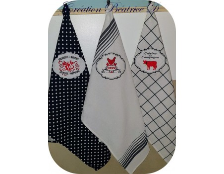 Motif de broderie machine enseigne cuisine poules