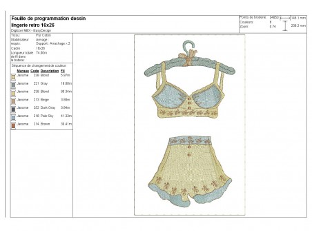 Instant download machine embroidery design  retro lingerie