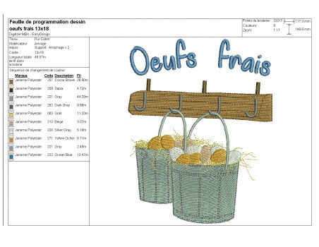 Motif de broderie machine oeufs frais