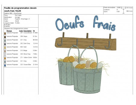 Motif de broderie machine oeufs frais