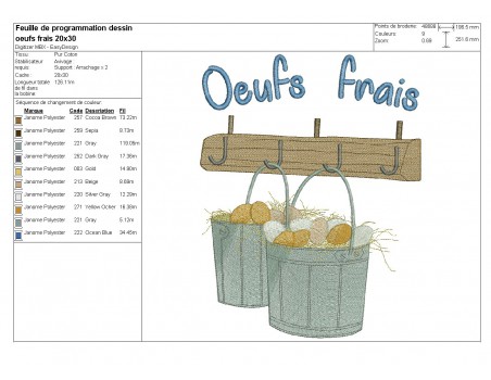 Motif de broderie machine oeufs frais