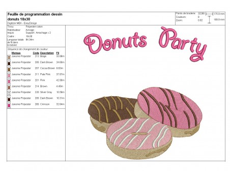 Motif de broderie machine donuts