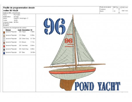 Instant download machine embroidery sailboat