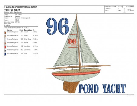 Instant download machine embroidery sailboat