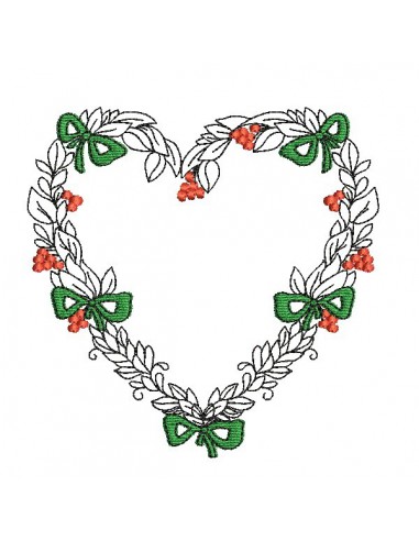 Motif de broderie machine  cadre coeur de noël