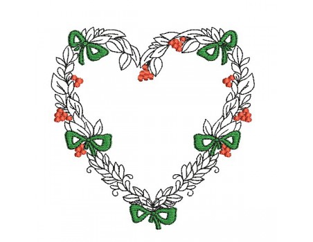 Motif de broderie machine  cadre coeur de noël