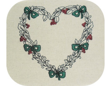 Motif de broderie machine  cadre coeur de noël