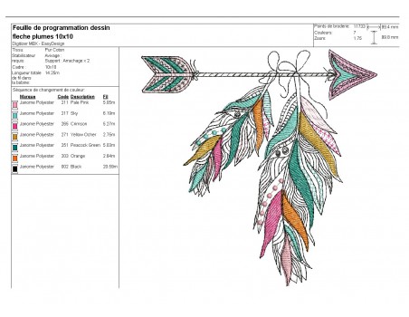 Motif de broderie machine plumes attrape rêves