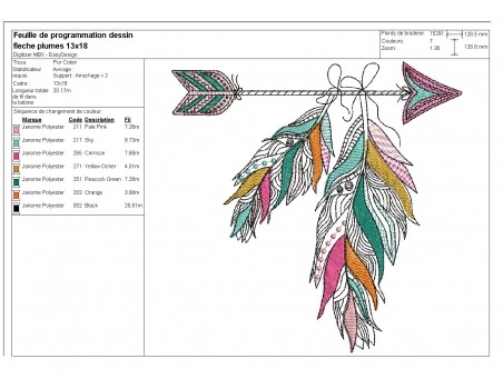 Motif de broderie machine plumes attrape rêves