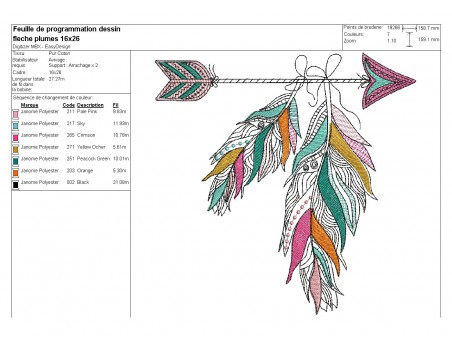 Motif de broderie machine plumes attrape rêves