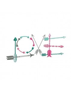 Motif de broderie machine Mot love en flèches