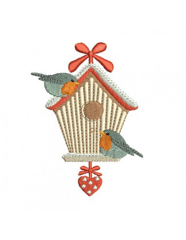 Motif de broderie machine  cabane aux oiseaux