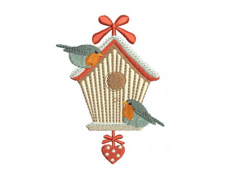 Motif de broderie machine  cabane aux oiseaux