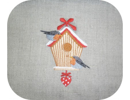 Motif de broderie machine  cabane aux oiseaux