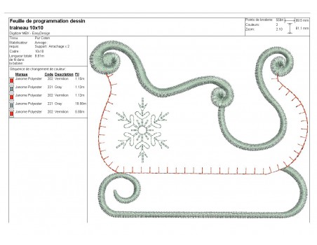 Motif de broderie machine traineau du père noël ITH