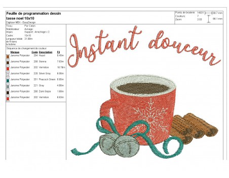 Instant download machine embroidery design christmas mug