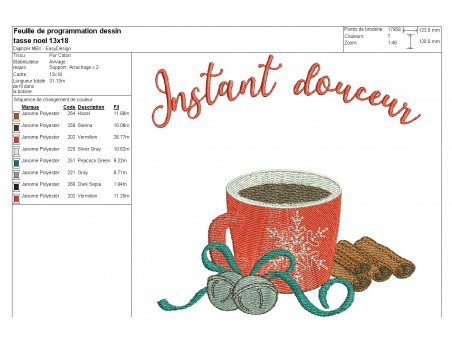 Instant download machine embroidery design christmas mug