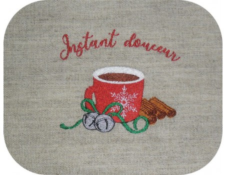 Motif de broderie machine tasse à café noël