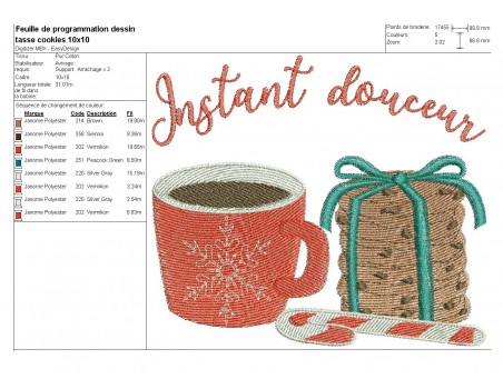 Instant download machine embroidery design christmas mug