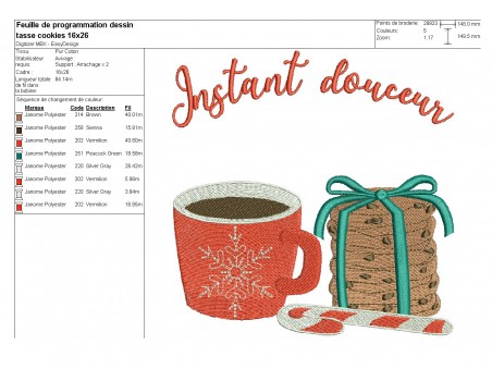 Instant download machine embroidery design christmas mug