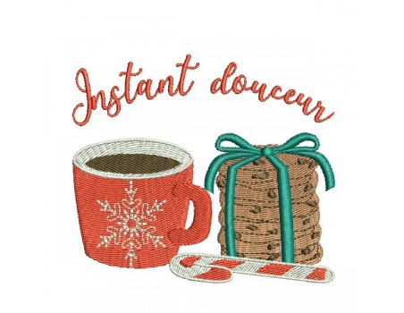 Instant download machine embroidery design christmas mug