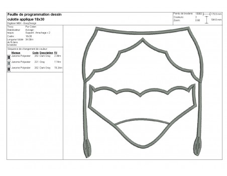 Motif de broderie machine  culotte et porte jarretelles