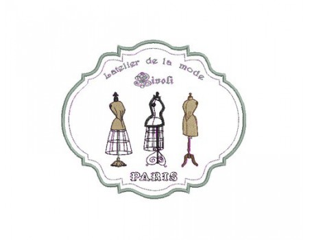 Motif de broderie mannequins  plaque publicitaire