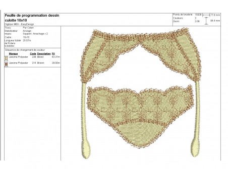 Instant download machine embroidery design panty and garter belt