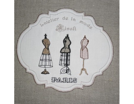 Motif de broderie mannequins  plaque publicitaire