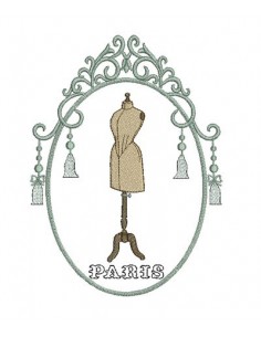 Motif de broderie cadre pompons mannequin n°3