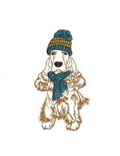 Instant download machine embroidery  dog cavalier king charles with his glasses