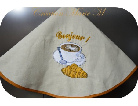 Motif de broderie machine café croissant