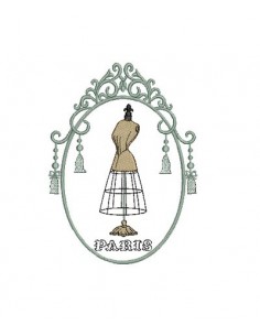 Motif de broderie mannequinn°2 cadre pompons