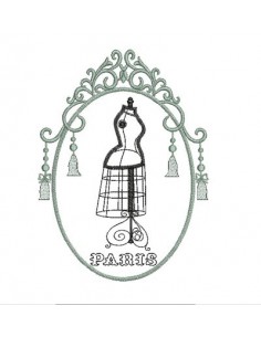 Motif de broderie cadre pompons mannequin n°1