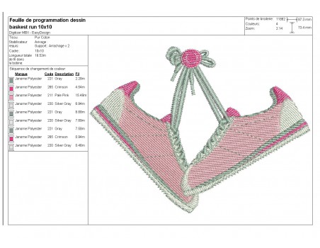 Motif de broderie machine baskets running