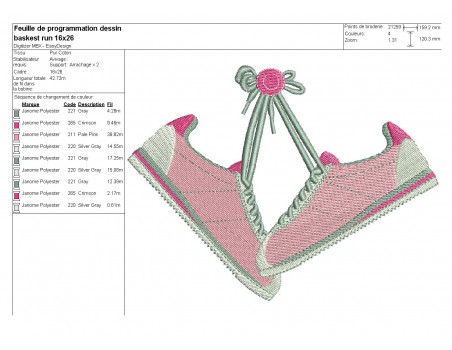 Motif de broderie machine baskets running